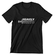 "Heavily Protected by God" Black T-shirt; unisex