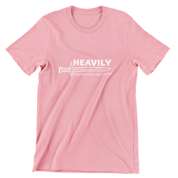 "Heavily Protected by God" Desert pink T-shirt; unisex