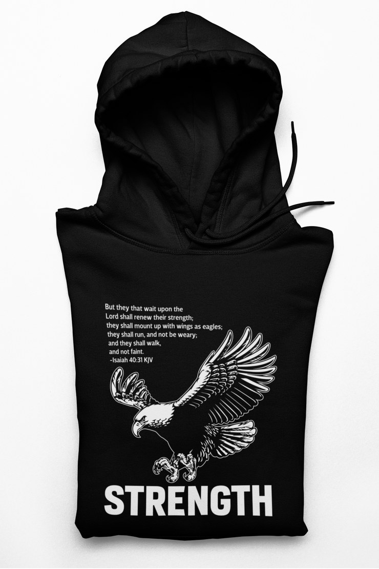 "They that wait upon the Lord" Black Hoodie; unisex