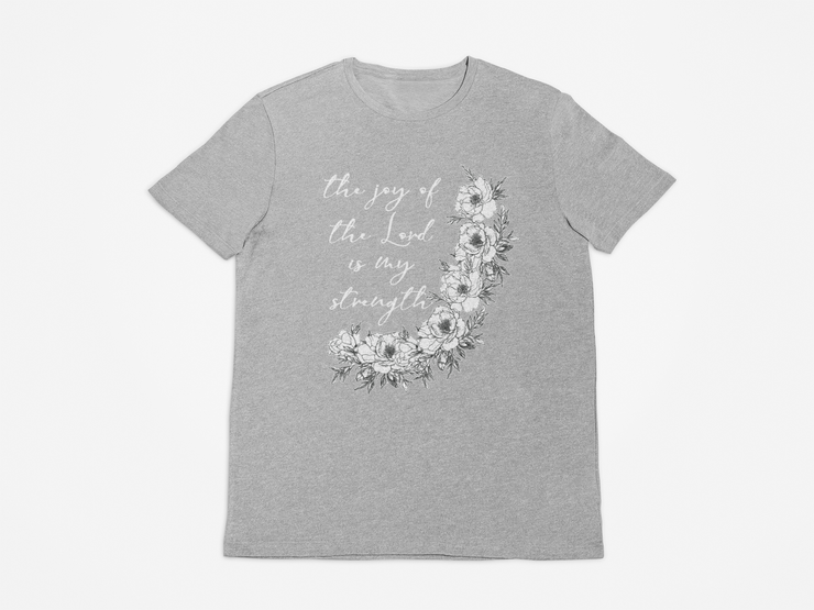 "Joy of the Lord" Heather grey T-shirt; unisex
