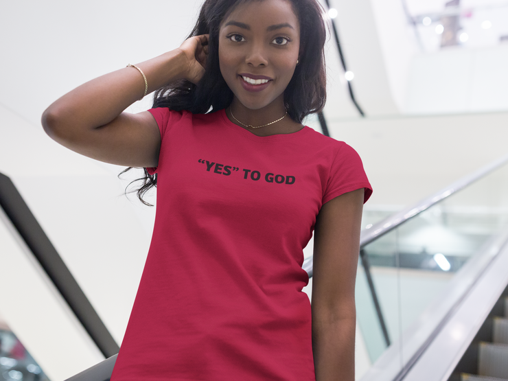 "Yes To God" Dark Red t-shirt; unisex