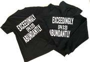 "Exceedingly Abundantly" Black tee & hoodie combo; unisex
