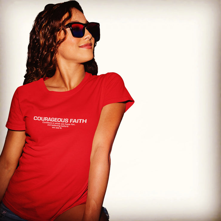 "Courageous Faith" Red T-shirt; unisex