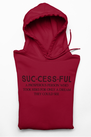 "SUCCESSFUL" Dark Red Hoodie; unisex
