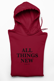 "All Things New" Cardinal Red Hoodie; unisex